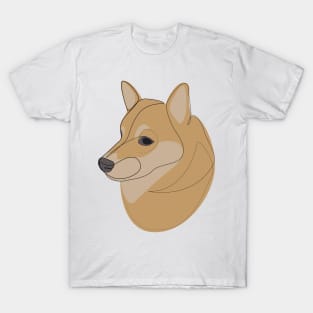 Shiba Inu - one line drawing with colour T-Shirt